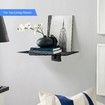 Glass Floating Shelf,1 Tier Media Shelf for TV Accessories,Flat Black Wall Mount Bracket,17.6lbs/8kg Weight Capacity,Backless