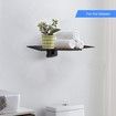 Glass Floating Shelf,1 Tier Media Shelf for TV Accessories,Flat Black Wall Mount Bracket,17.6lbs/8kg Weight Capacity,Backless