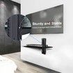 Glass Floating Shelf,1 Tier Media Shelf for TV Accessories,Flat Black Wall Mount Bracket,17.6lbs/8kg Weight Capacity,Backless