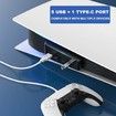 5 Port USB Hub for PS5,High-Speed Expansion Hub Charger Splitter Adapter with 4 USB + 1 USB Charging Port + 1 Type C Port Black (Not for PS5 Slim/PS5 Pro)