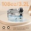 Stainless Steel Wireless Cat Water Fountain 3.2L 3-Modes Pet Drinking Fountain Indoor Cordless Motion Sensor Fountain with Rechargeable Battery Operated