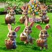 Easter Yard Signs 6pcs with Stakes Cute Bunny Eggs Garden Decorations Outdoor Holiday Welcome Festival Party Supplies Lawn Garden Yard Decor