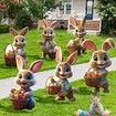 Easter Yard Signs 6pcs with Stakes Cute Bunny Eggs Garden Decorations Outdoor Holiday Welcome Festival Party Supplies Lawn Garden Yard Decor