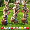 Easter Yard Signs 6pcs with Stakes Cute Bunny Eggs Garden Decorations Outdoor Holiday Welcome Festival Party Supplies Lawn Garden Yard Decor