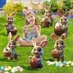 Easter Yard Signs 6pcs with Stakes Cute Bunny Eggs Garden Decorations Outdoor Holiday Welcome Festival Party Supplies Lawn Garden Yard Decor