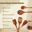 5 Pack Wooden Utensils for Cooking, Wood Spoons for Cooking Non-Stick Wood Kitchen Utensil Set Teak Wood Spatulas for Cooking Kitchen Tools