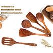 5 Pack Wooden Utensils for Cooking, Wood Spoons for Cooking Non-Stick Wood Kitchen Utensil Set Teak Wood Spatulas for Cooking Kitchen Tools