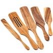 5 Pcs Wooden Spurtle Set, Natural Teak Kitchen Utensil Set Heat Resistant Non-Stick Wooden Spoons Tools for Cooking