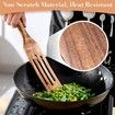 5 Pcs Wooden Spurtle Set, Natural Teak Kitchen Utensil Set Heat Resistant Non-Stick Wooden Spoons Tools for Cooking