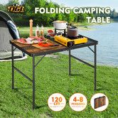 Folding Grill Table, Portable Camping Table with Extension Board,Height Adjustable Metal Table,Lightweight OutdoorTable for Camping, Picnic and BBQ