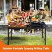 Folding Grill Table, Portable Camping Table with Extension Board,Height Adjustable Metal Table,Lightweight OutdoorTable for Camping, Picnic and BBQ
