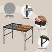 Folding Grill Table, Portable Camping Table with Extension Board,Height Adjustable Metal Table,Lightweight OutdoorTable for Camping, Picnic and BBQ