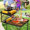 Folding Grill Table, Portable Camping Table with Extension Board,Height Adjustable Metal Table,Lightweight OutdoorTable for Camping, Picnic and BBQ