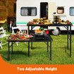 Folding Grill Table, Portable Camping Table with Extension Board,Height Adjustable Metal Table,Lightweight OutdoorTable for Camping, Picnic and BBQ