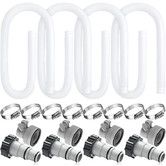 Replacement kit for Above Ground Pools with 8 Pcs Clamps and 4 Replacement Hose Adapter 1.25 Inch Diameter 59 Inch Length Pool Pump Replacement Hose (White)