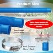 Replacement kit for Above Ground Pools with 8 Pcs Clamps and 4 Replacement Hose Adapter 1.25 Inch Diameter 59 Inch Length Pool Pump Replacement Hose (Blue)