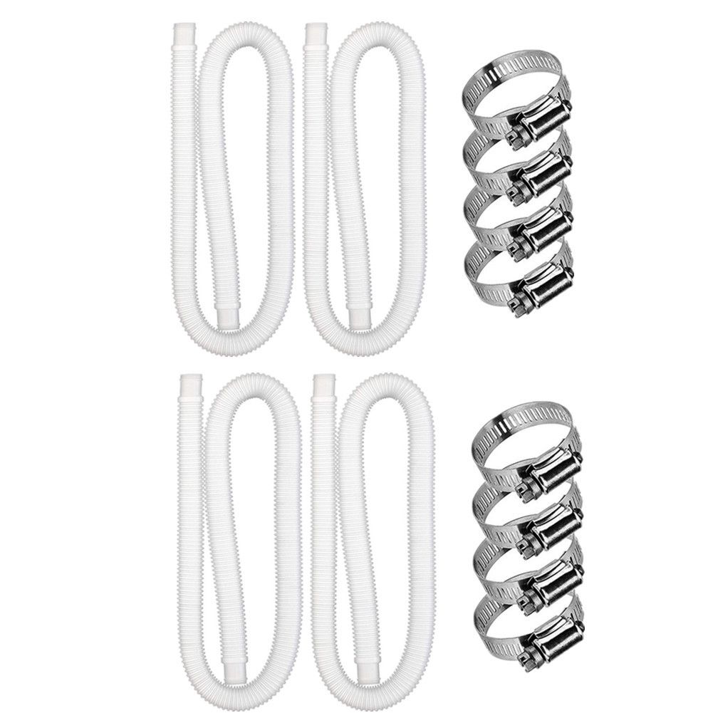 Pool Pump Hose Replacement 4PCS Diameter 3.17cm Filter Compatible Intex Above Ground Swimming Pools Pumps 149cm Long White