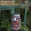 2 Pcs Mosaic Solar Lanterns Outdoor Waterproof Jar Lights Solar Powered, Hand Paste 141 Crystal Mosaics Table Hanging Garden Backyard Decor Lamps, Red