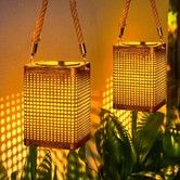 2Pcs Solar Lanterns Outdoor Lights Waterproof Garden Decor, Gifts for Women Mom Grandma, 2 Modes Hanging Solar Lights