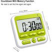 Digital Kitchen Timer with Mute/Loud Alarm Switch On/Off Switch, 24 Hour Clock & Alarm, Large LCD Display (Green)