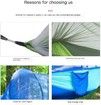 Camping Hammock Outdoor Anti-Rollover Nylon Hammock with Mosquito Net Automatic Quick-Opening Pole Mosquito Net Hammock Hammock(240 * 140cm) Color Blue