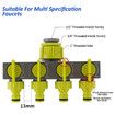 Faucet Water Pipe Connector One in Four Out Valve Diverter Garden Watering Lawn Maintenance, 4 Way Garden Hose Splitter