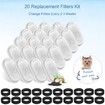 Pet Water Fountain Replacement Filters for 67oz/2L and 108/3.2L Stainless Steel Fountain,20 Water Bowl Dispenser Filter Replacement with 20 Sponges