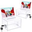 2 Pack Acrylic Donation Box with Lock and Sign Holder Clear Ballot Box with Slot Plastic Suggestion Box Storage Container Clear