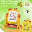 2 in 1 Art Easel for Kids, Building Blocks, Drawing Board with Painting Accessories Yellow
