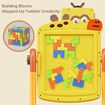 2 in 1 Art Easel for Kids, Building Blocks, Drawing Board with Painting Accessories Yellow