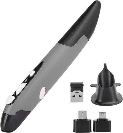 2.4GHz USB Wireless Optical Stylus for Computer Parts for PC Wireless Mouse 2.4G Type of Customised Innovative Vertical Stylus (Grey)