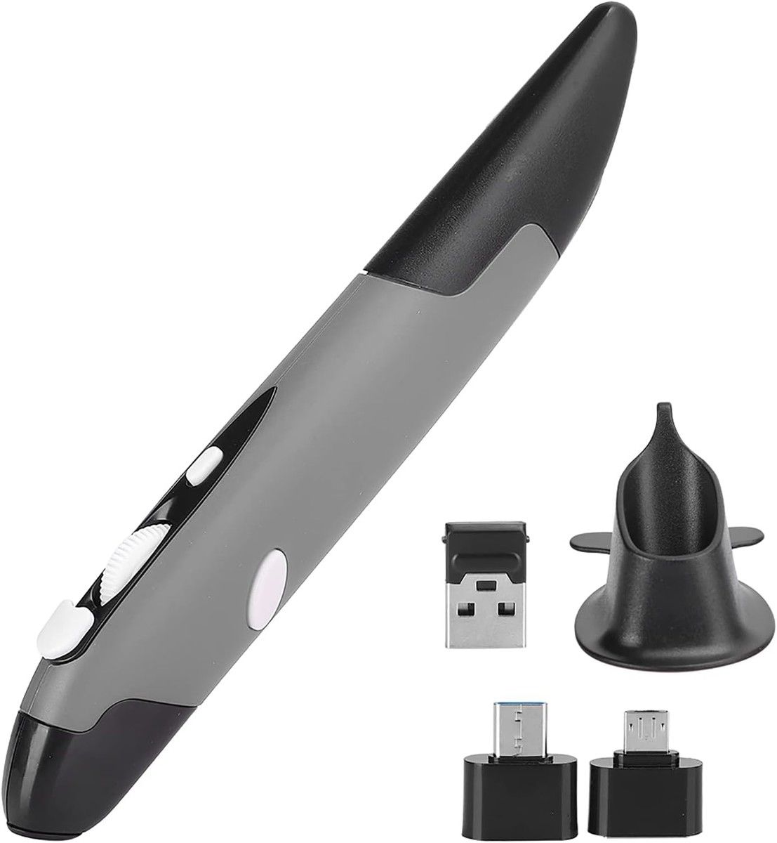 2.4GHz USB Wireless Optical Stylus for Computer Parts for PC Wireless Mouse 2.4G Type of Customised Innovative Vertical Stylus (Grey)