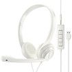 USB Computer Headset with Clear Chat Microphone,Lightweight On-Ear Wired Headset for MS Teams,Skype,Webinars,Call Center and More (White)