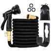 75ft Expandable Garden Hose with Multi-Function Nozzle, Leak-Proof Nano Rubber Latex Construction, and Durable Brass Connectors