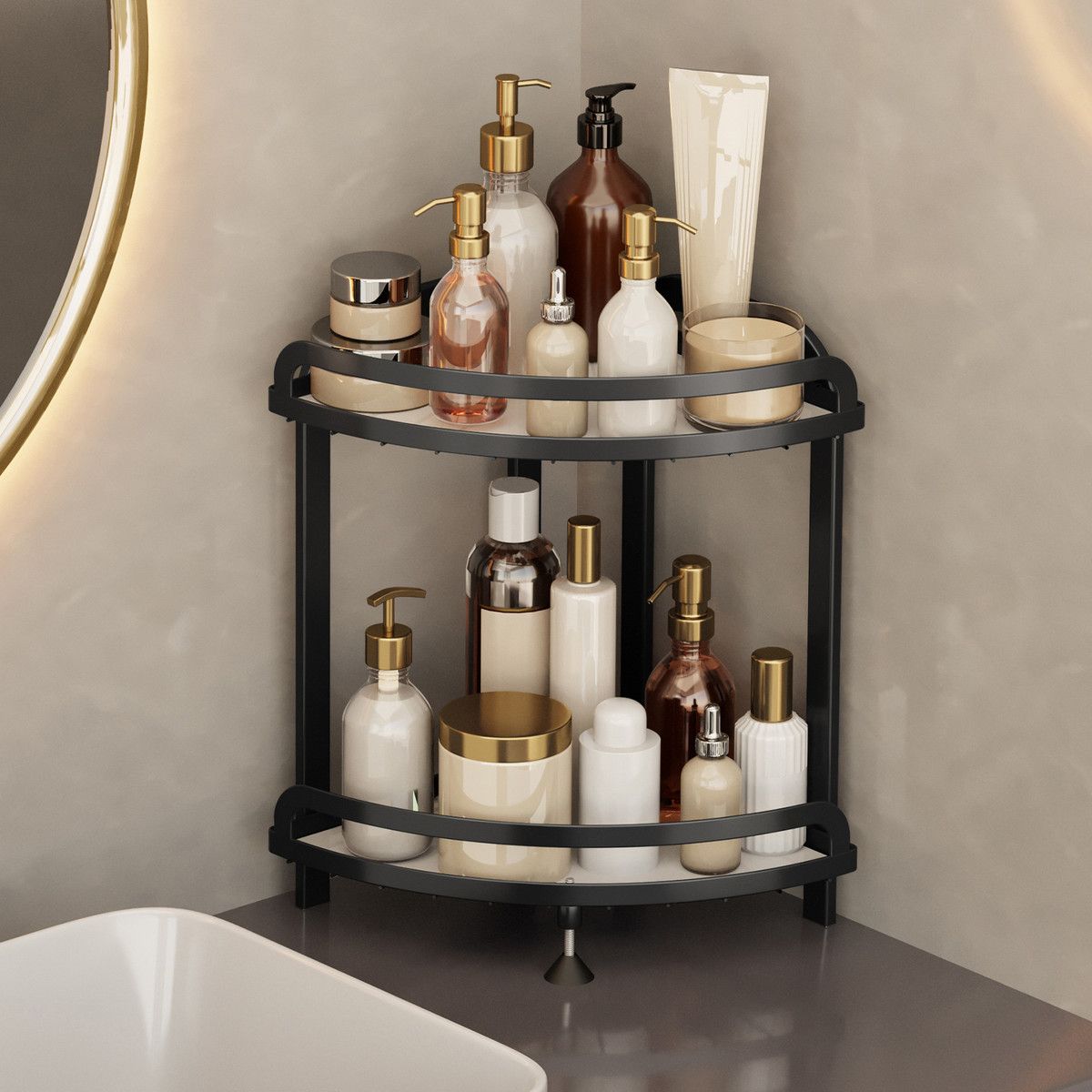 Shower Corner Shelf Caddy 2 Shelf Shower Organizer Corner No Drill Shower Storage Rust Proof Bathroom Corner Wall Shelf Shampoo Holder Black