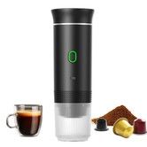 Portable Electric Espresso Mini Machine, Coffee Maker with Ground Coffee and NS Capsule for Machine, Perfect for Hiking,Camping,Office(Black)