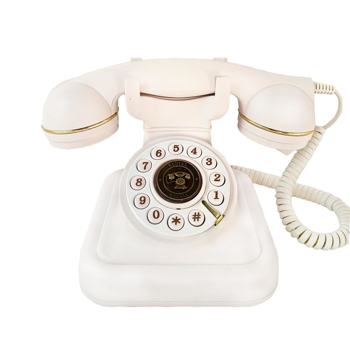 Retro Landline Telephone,Sentno 1960s Vintage Corded Dial Phone Classic Old Fashion Telephones Wired Desk Telephone for Office and Home (White)