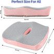 Large Memory Seat Cushion for Office Chair Pressure Relief Sciatica & Tailbone Relief Cushion Pillow for Back Support,Non-Slip Seat Cushions (Pink)