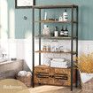 5 Tier Bookshelf Bookcase Vertical Display Shelves Storage Cabinet Plant Stand Unit Flower Rack for Bedroom Office Living Room with 2 Doors