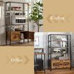 5 Tier Bookshelf Bookcase Vertical Display Shelves Storage Cabinet Plant Stand Unit Flower Rack for Bedroom Office Living Room with 2 Doors