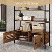 5 Tier Bookshelf Bookcase Vertical Display Shelves Storage Cabinet Plant Stand Unit Flower Rack for Bedroom Office Living Room with 2 Doors