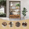 5 Tier Bookshelf Bookcase Vertical Display Shelves Storage Cabinet Plant Stand Unit Flower Rack for Bedroom Office Living Room with 2 Doors