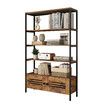 5 Tier Bookshelf Bookcase Vertical Display Shelves Storage Cabinet Plant Stand Unit Flower Rack for Bedroom Office Living Room with 2 Doors