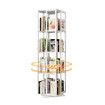 4 Tier Rotating Bookshelf Bookcase Storage Display Unit Vertical Corner Shelves Swivel Plant Flower Stand Heavy Duty Shelving Rack