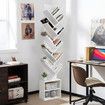 13 Tier Tree Bookshelf Bookcase Tall Wooden Storage Display Unit Corner Vertical Narrow Shelves Stand Heavy Duty Shelving Decorations White