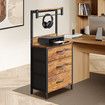 3 Drawer Bedside Table LED Nightstand Bed Side Night Lamp Stand End Cabinet Storage Shelf Rack Bedroom Furniture Metal Wooden with Charging Station