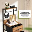 3 Drawer Bedside Table LED Nightstand Bed Side Night Lamp Stand End Cabinet Storage Shelf Rack Bedroom Furniture Metal Wooden with Charging Station