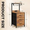 3 Drawer Bedside Table LED Nightstand Bed Side Night Lamp Stand End Cabinet Storage Shelf Rack Bedroom Furniture Metal Wooden with Charging Station