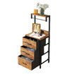 3 Drawer Bedside Table LED Nightstand Bed Side Night Lamp Stand End Cabinet Storage Shelf Rack Bedroom Furniture Metal Wooden with Charging Station