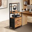 2 Drawer Beside Table LED Nightstand Night Lamp Bed Side Stand End Storage Cabinet Shelves Racks Bedroom Furniture Wooden Metal with Charging Station